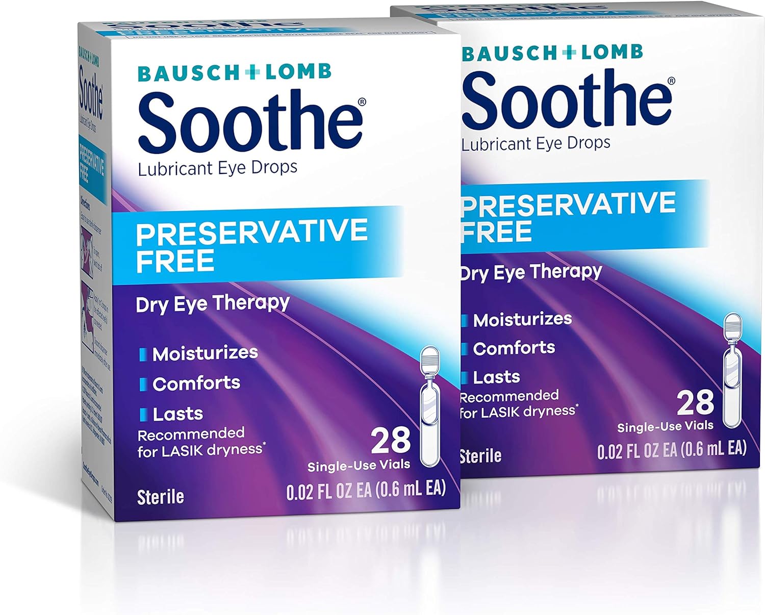 Soothe Bausch + Lomb Preservative Free Lubricant Eye Drops 30 0.02 Fl Oz Bottles