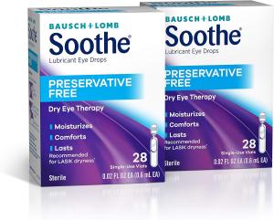 Soothe Bausch + Lomb Preservative Free Lubricant Eye Drops 30 0.02 Fl Oz Bottles