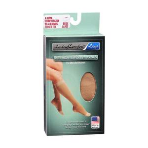 Loving Comfort Support Knee High Support Stockings X-Firm Beige Large Closed Toe