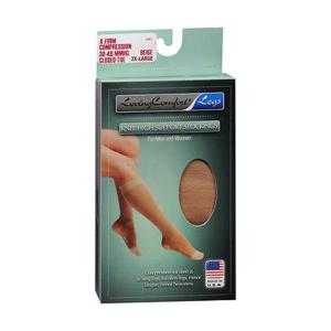 Loving Comfort Knee High Support Stocking X-Firm 30-40 MMHG Beige 2XL Closed Toe - 1 Pair