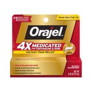 Orajel 4X For Toothache & Gum Pain: Severe Cream Tube 0.33oz- From #1 Oral Pain Relief Brand