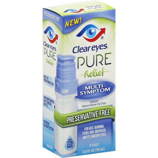 Clear Eyes Pure Relief Multi-Symptom Lubricant Eye Drops, 0.3 Oz