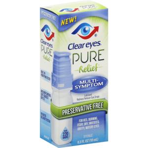 Clear Eyes Pure Relief Multi-Symptom Lubricant Eye Drops, 0.3 Oz