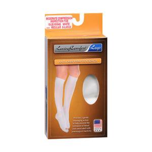 Loving Comfort Anti-Embolism Stockings Open Toe Moderate White Large Long- 1 Pair