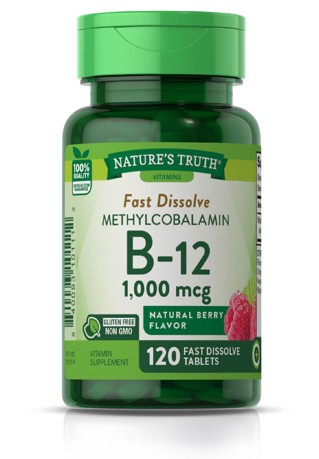 Nature's Truth Vitamin B-12, Sublingual, 1000 Mcg, Fast Dissolve Tabs, Natural Berry Flavor