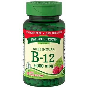 Nature's Truth Vitamin B-12 6000 Mcg, Fast Dissolve Tabs, Natural Berry Flavor