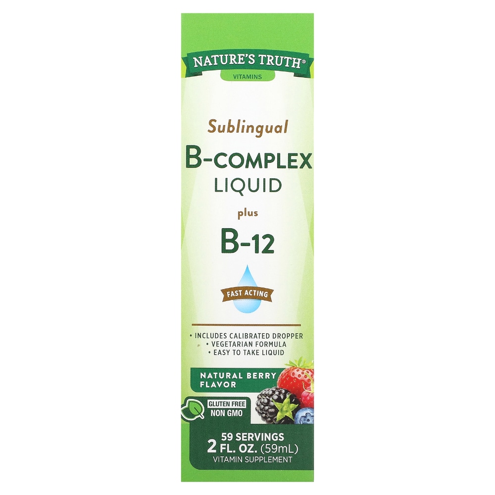 Nature's Truth Sublingual B Complex Liquid Plus B-12 Natural, Berry Flavor, 2 Oz