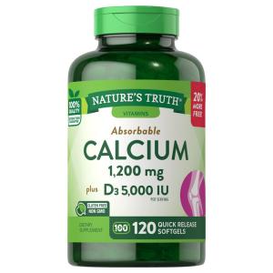 Nature's Truth Calcium, Plus D3, Absorbable, 1200 Mg, Quick Release Softgels