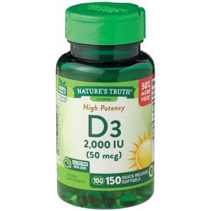 Nature's Truth Vitamin D3, High Potency, 50 Mcg, Softgels