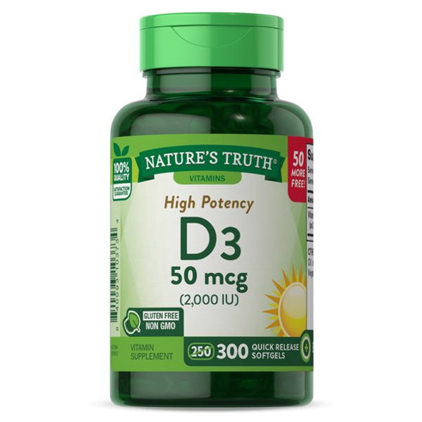 Nature's Truth Vitamin D3, High Potency, 50 Mcg, Softgels