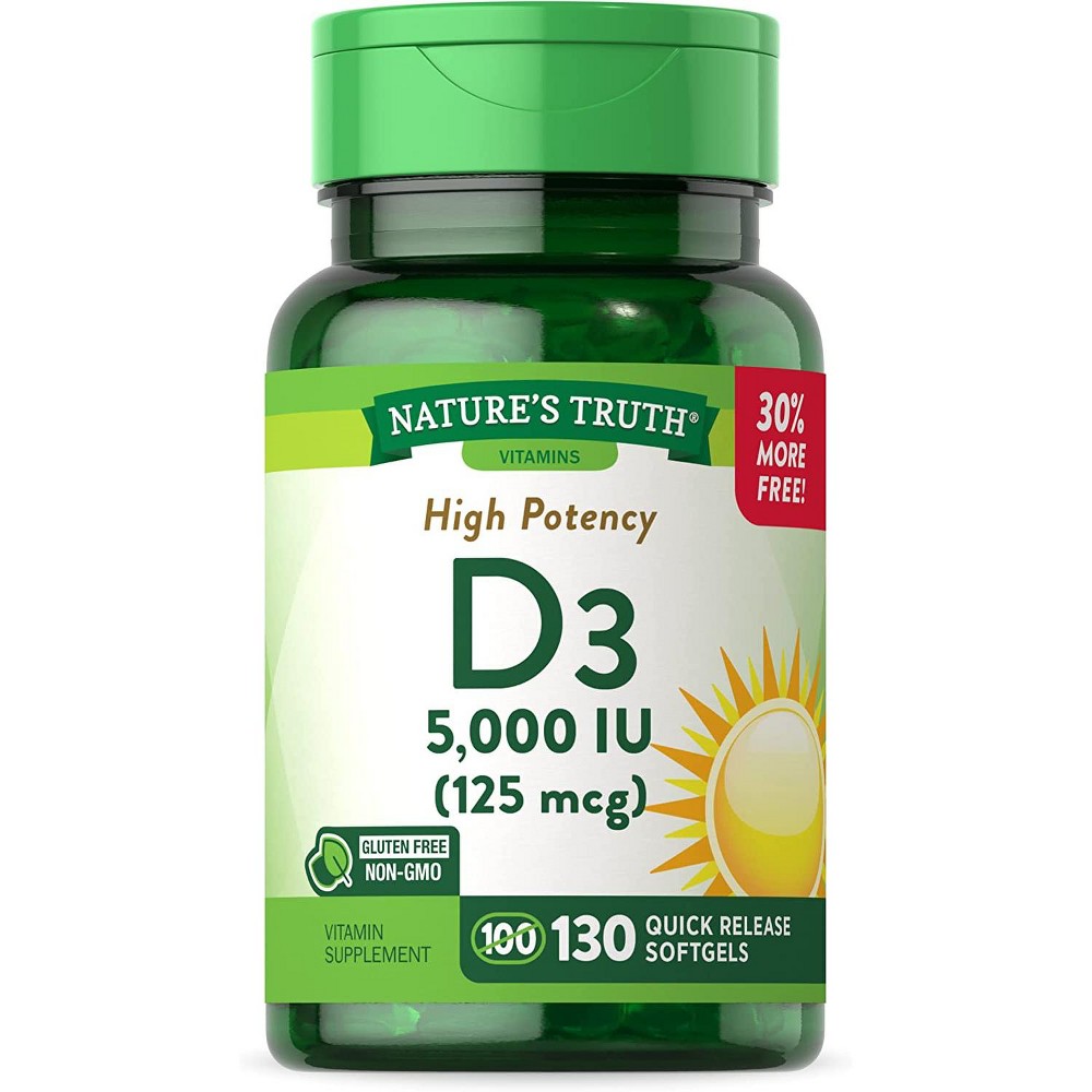 Nature's Truth Vitamin D3, High Potency, 125 Mcg, Quick Release Softgels