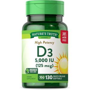 Nature's Truth Vitamin D3, High Potency, 125 Mcg, Quick Release Softgels