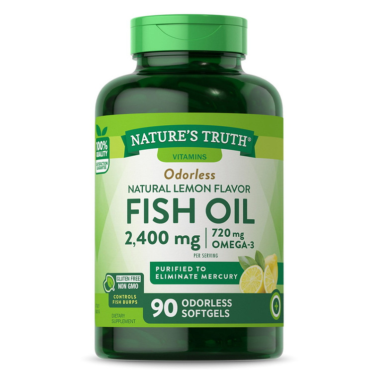 Nature's Truth Fish Oil, Odorless, 2,400 Mg, Softgels, Natural Lemon Flavor