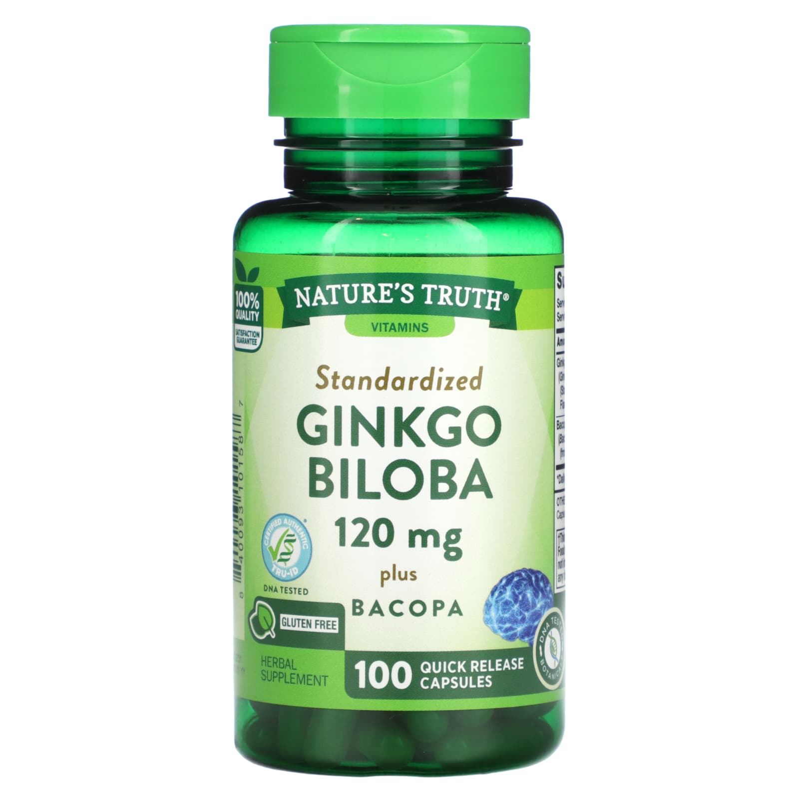 Nature's Truth Standardized Extract Ginkgo Biloba Plus Dietary Supplement Quick Release Capsules - 100ct