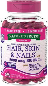 Nature's Truth Superior Strength Hair, Skin & Nails With 5000 Mcg Biotin Liquid Softgels
