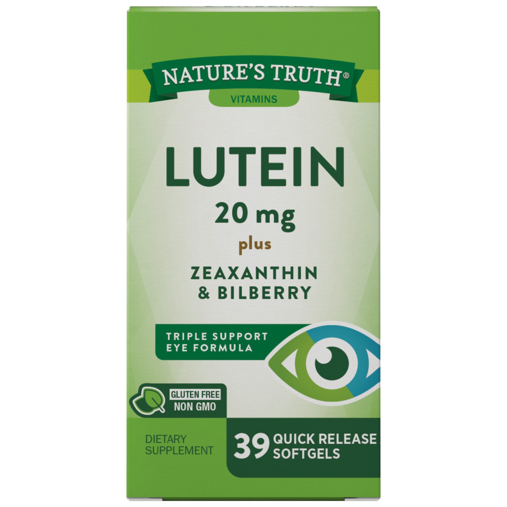 Nature's Truth Lutein Plus Zeaxanthin & Bilberry, 20 Mg, 39 Quick Release Softgels