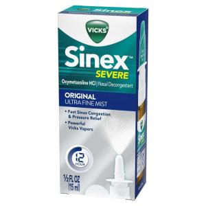 Vicks Sinex Severe Original Ultra Fine Mist Nasal Decongestant Spray - Oxymetazoline HCl - 0.5 Fl Oz