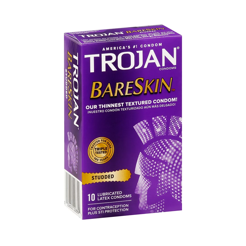 Trojan Studded Bareskin Premium Lubricated Latex Condoms