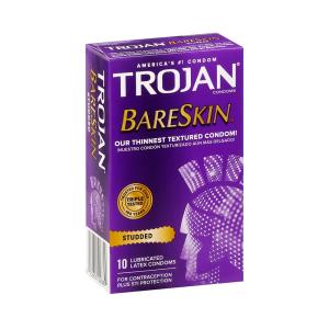 Trojan Studded Bareskin Premium Lubricated Latex Condoms
