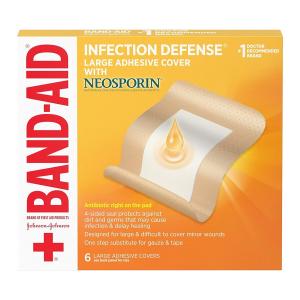 Band Aid Brand Band-Aid Infection Defense Adhesive Wound Covers With Neosporin Ointment, Large, 6ct