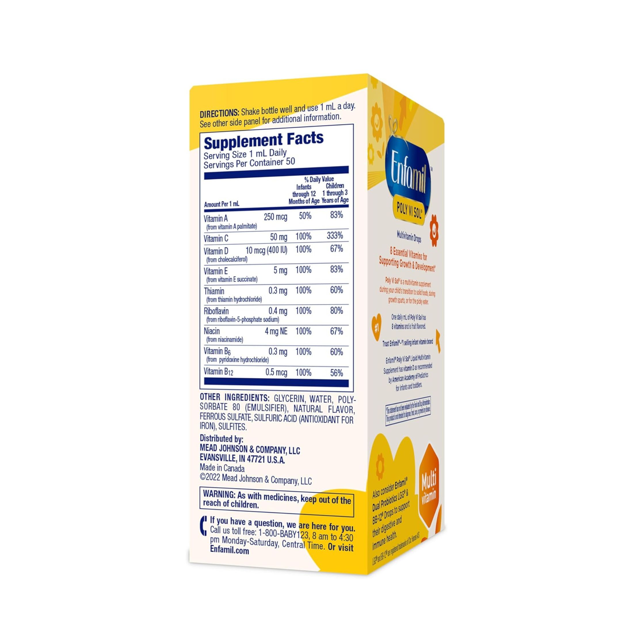 Enfamil Poly-Vi-Sol Multivitamin Supplement Drops With Iron For Infants And Toddlers, 50 mL