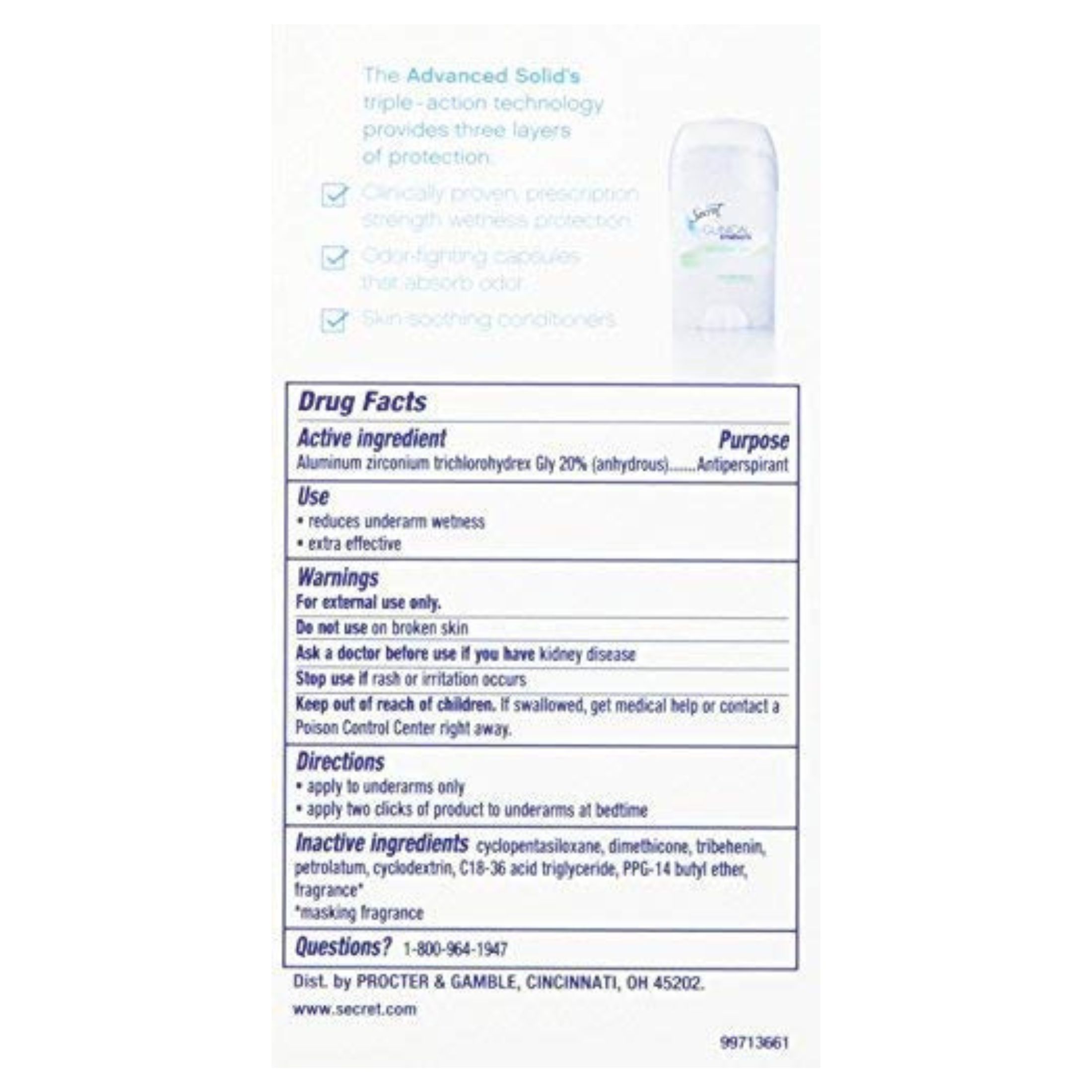 Secret Clinical Strength Soft Solid Antiperspirant And Deodorant - Free & Sensitive - 1.6oz
