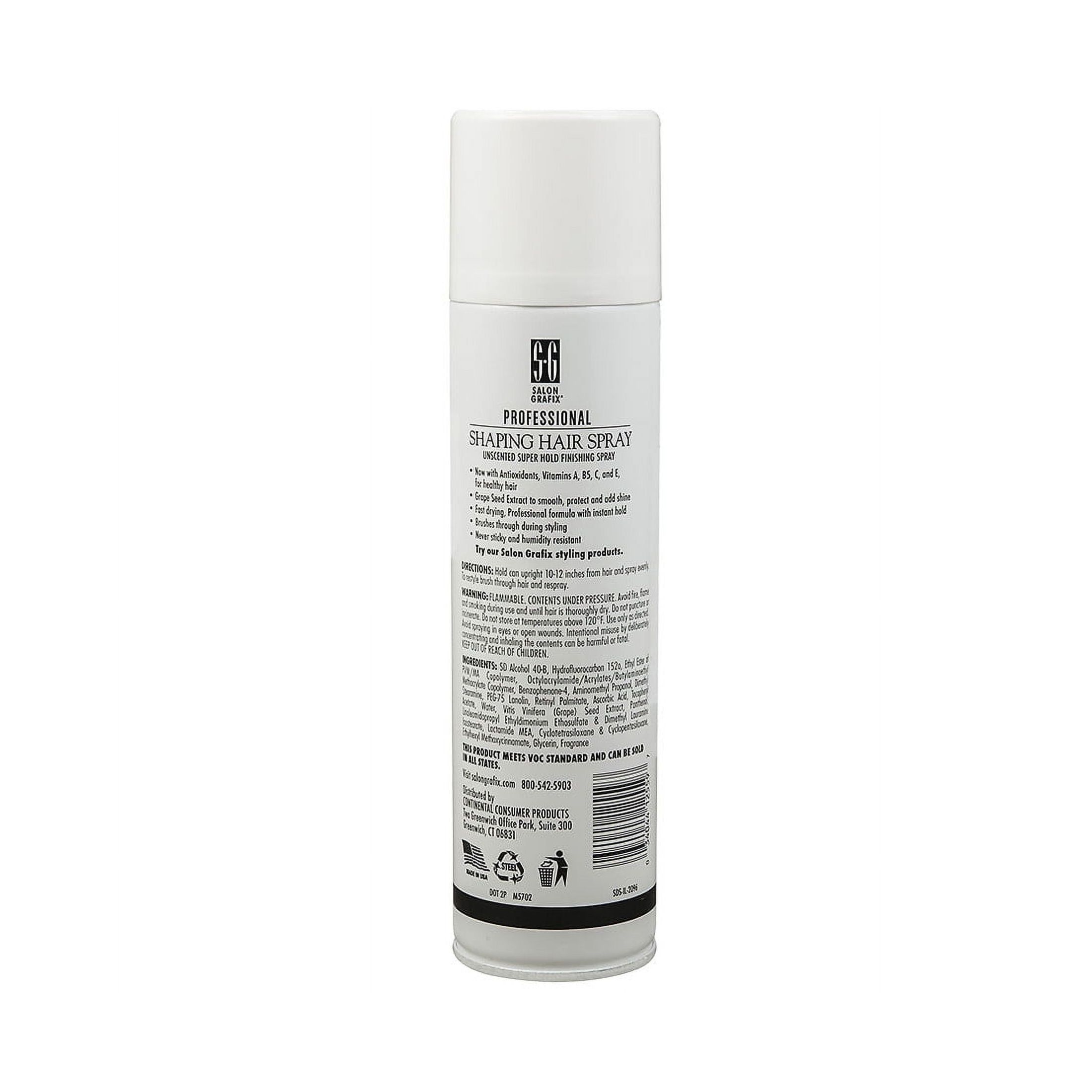Salon Grafix Professional Super Hold Unscented Shaping Hair Spray 10 Oz. Aerosol Can