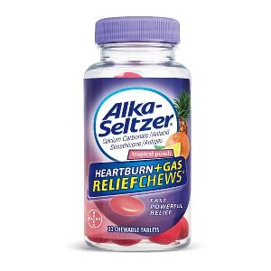 Alka-Seltzer Heartburn & Gas Relief Chews Antacid Anti-Gas Chewable Tablets Tropical Punch