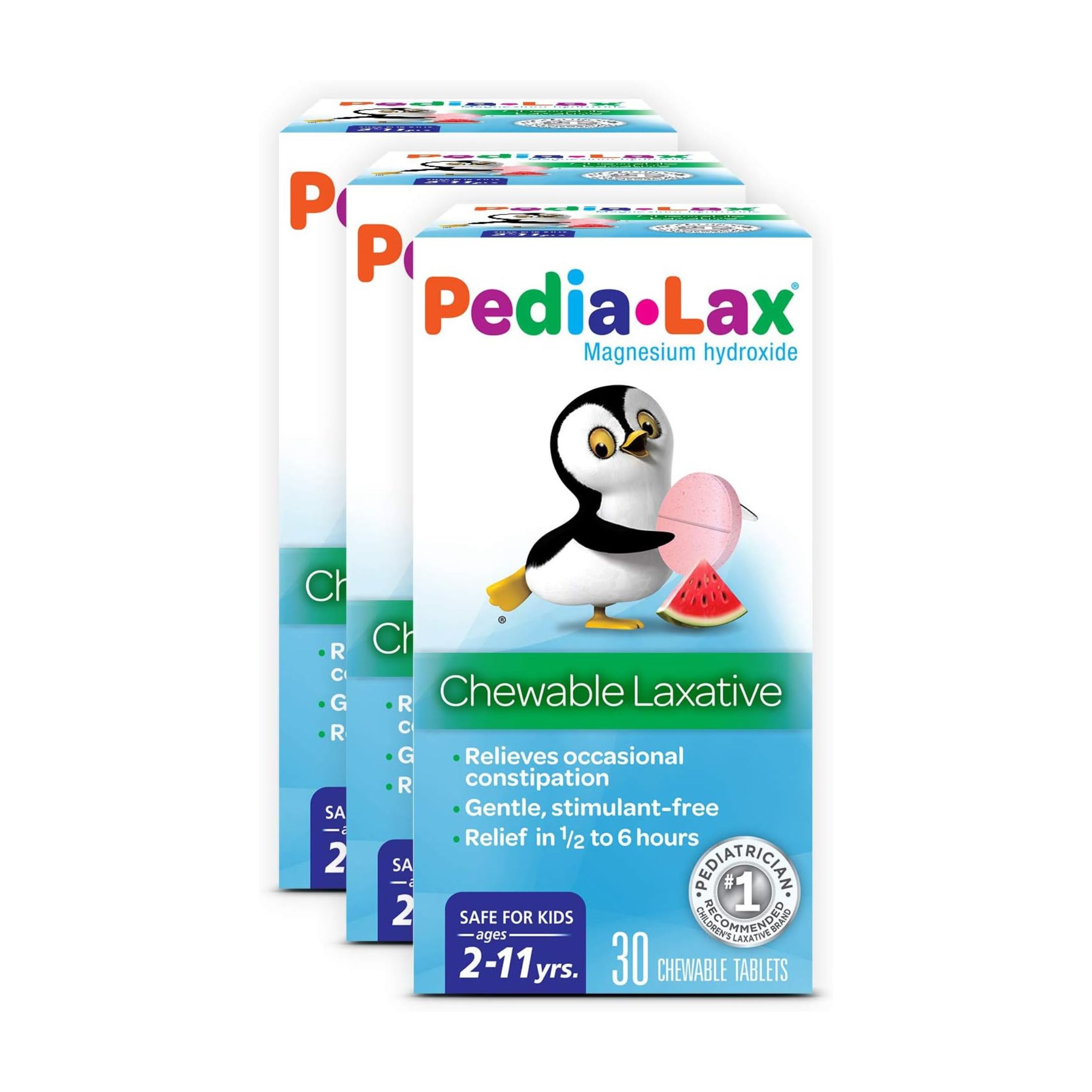 Pedia Lax Oral Saline Laxative Gentle & Safe Constipation Relief For Kids Watermelon Flavor 30 Chewable Tablets