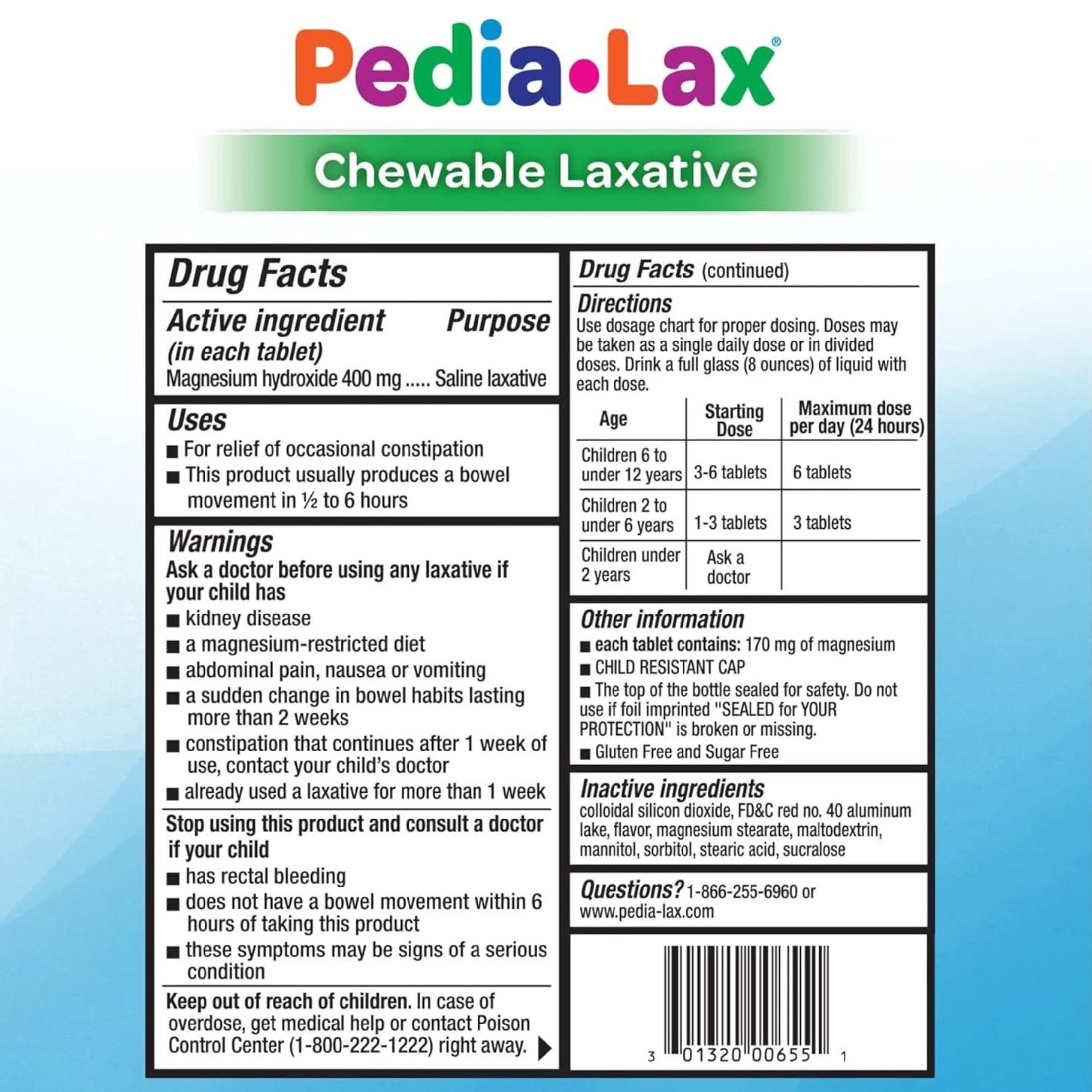 Pedia Lax Oral Saline Laxative Gentle & Safe Constipation Relief For Kids Watermelon Flavor 30 Chewable Tablets