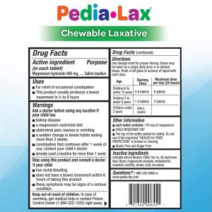 Pedia Lax Oral Saline Laxative Gentle & Safe Constipation Relief For Kids Watermelon Flavor 30 Chewable Tablets