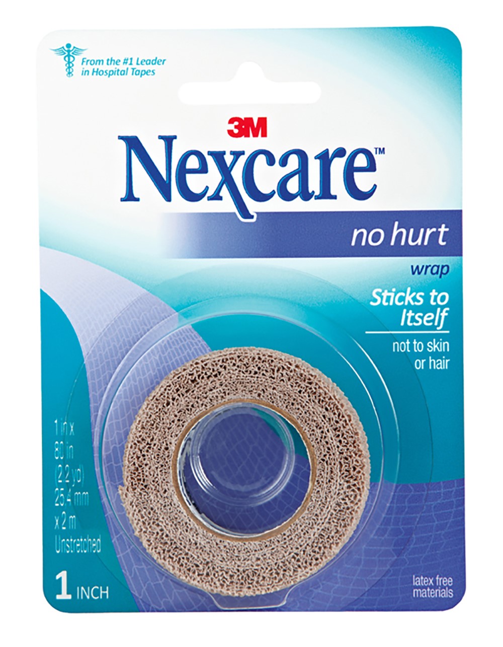 Nexcare No Hurt Wrap, Unstretched, 1 Inch