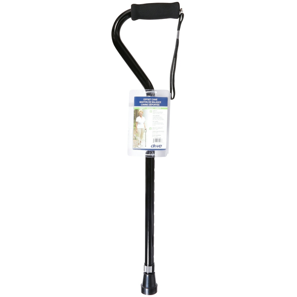 Drive Medical Foam Grip Offset Handle Walking Cane Black