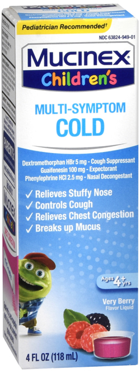 Mucinex Multi Symptom Cold, Very Berry, Liquid 4 Fl Oz