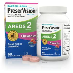PreserVision Areds 2 Formula Eye Vitamin And Mineral Supplement Chewable Tablets, Mixed Berry Flavor