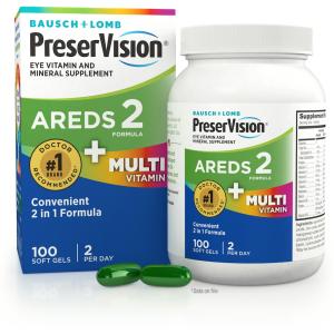 PreserVision AREDS 2 Formula + MultiVitamin Vitamin & Mineral Supplement 100 Ct Soft Gels