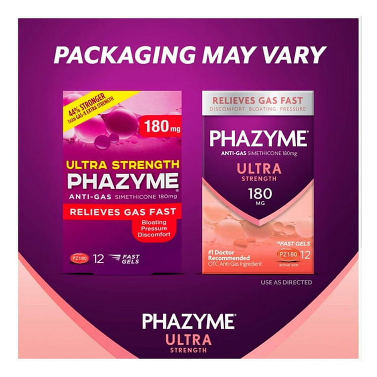 Phazyme Ultra Strength Gas & Bloating Relief, Works In Minutes, 48 Fast Gels