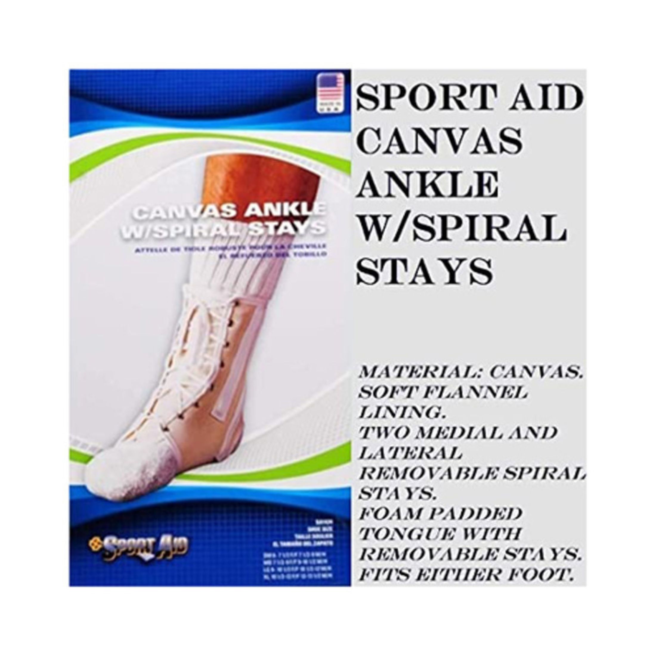 Sportaid Ankle Brace Sport Aid Canvas Support With Spiral Stays Small
