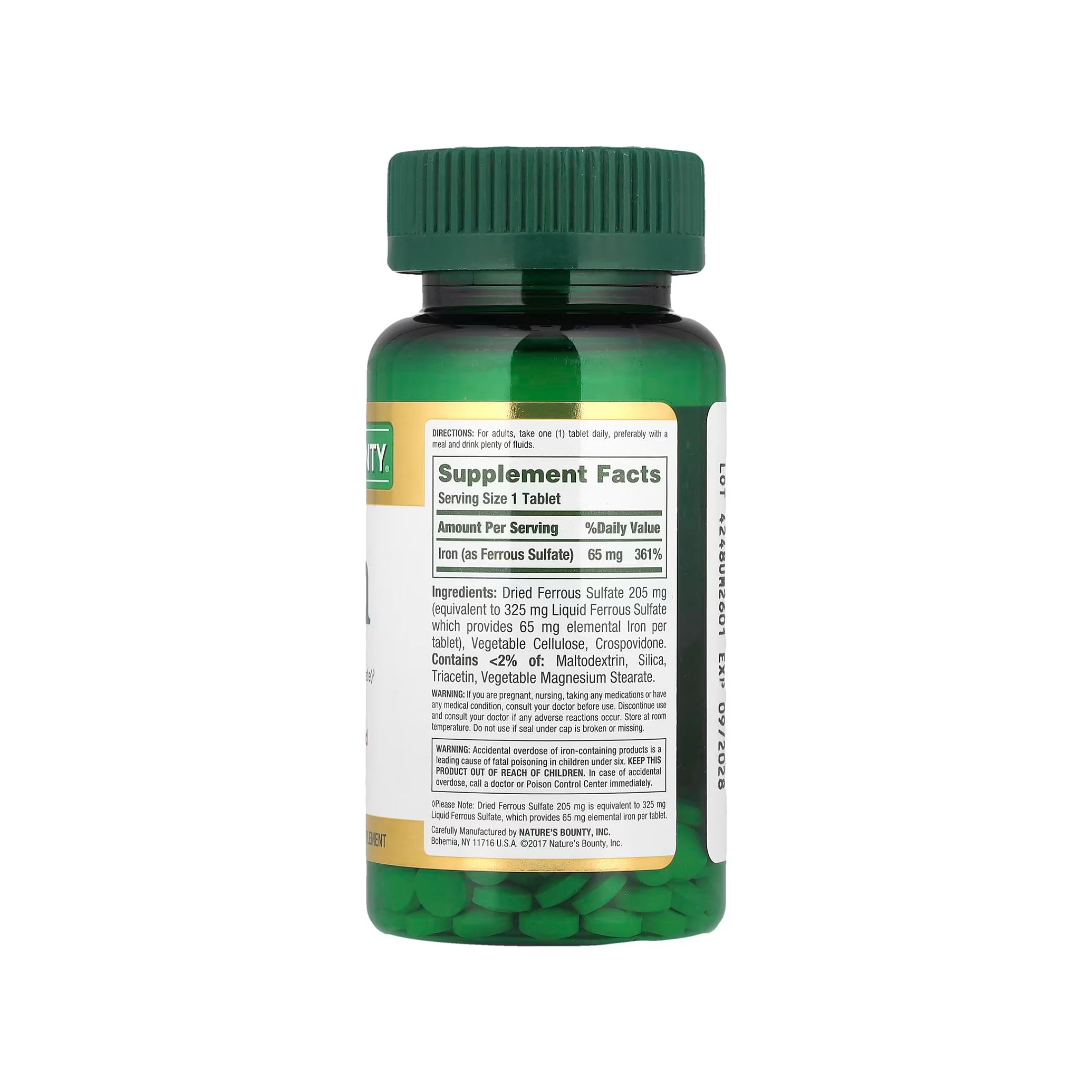 Nature's Bounty Iron 65 Mg Ferrous Sulfate - 100 Tablets