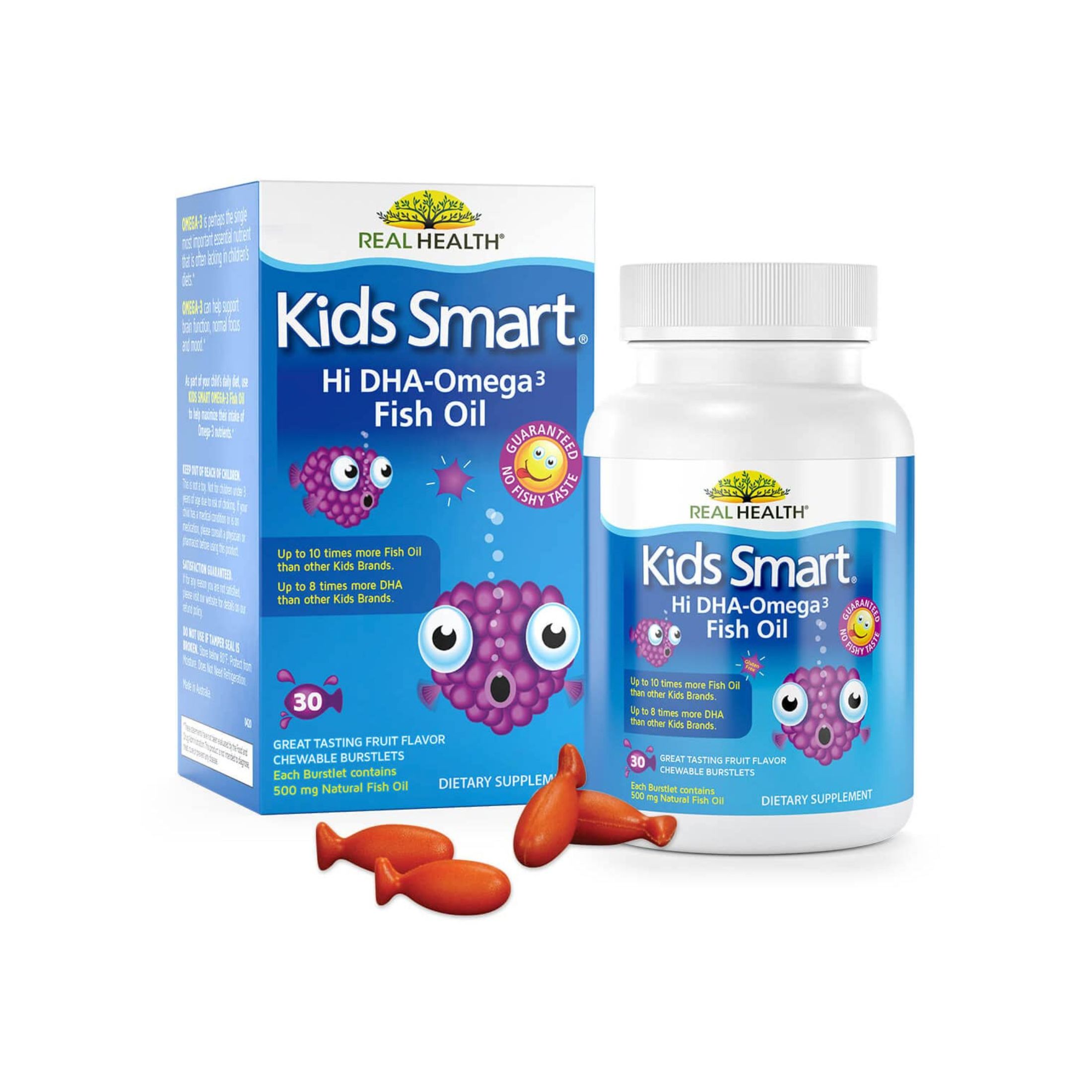 Bioglan Kids Smart, Hi DHA-Omega 3 Fish Oil, Berry Flavor, 30 Chewable Burstlets