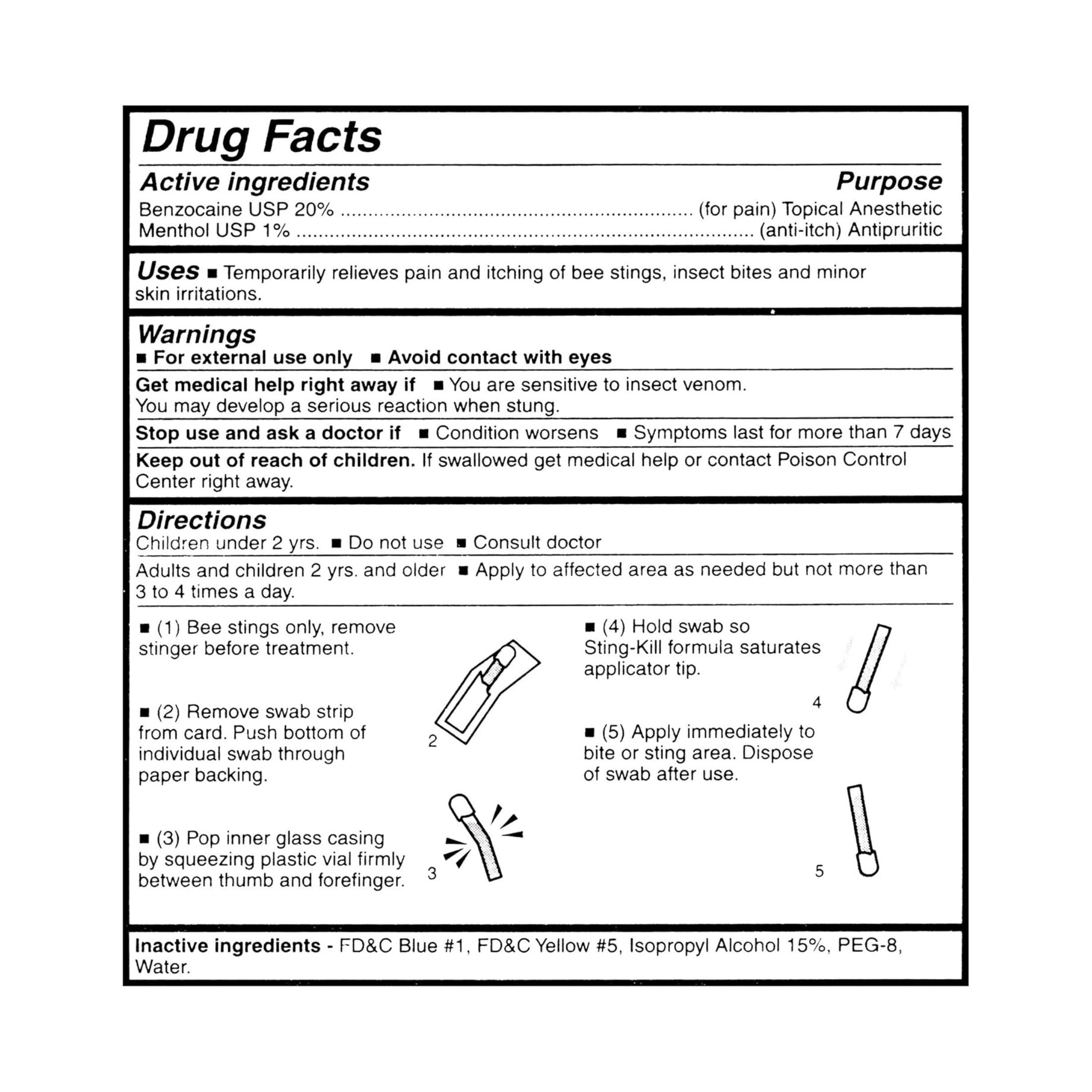 Sting-Kill External Anesthetic Disposable Swabs