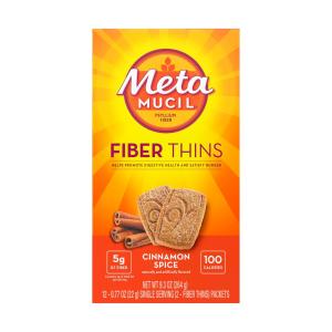Metamucil Fiber Thins, Psyllium Husk Supplement, Digestive Health Support Cinnamon Spice