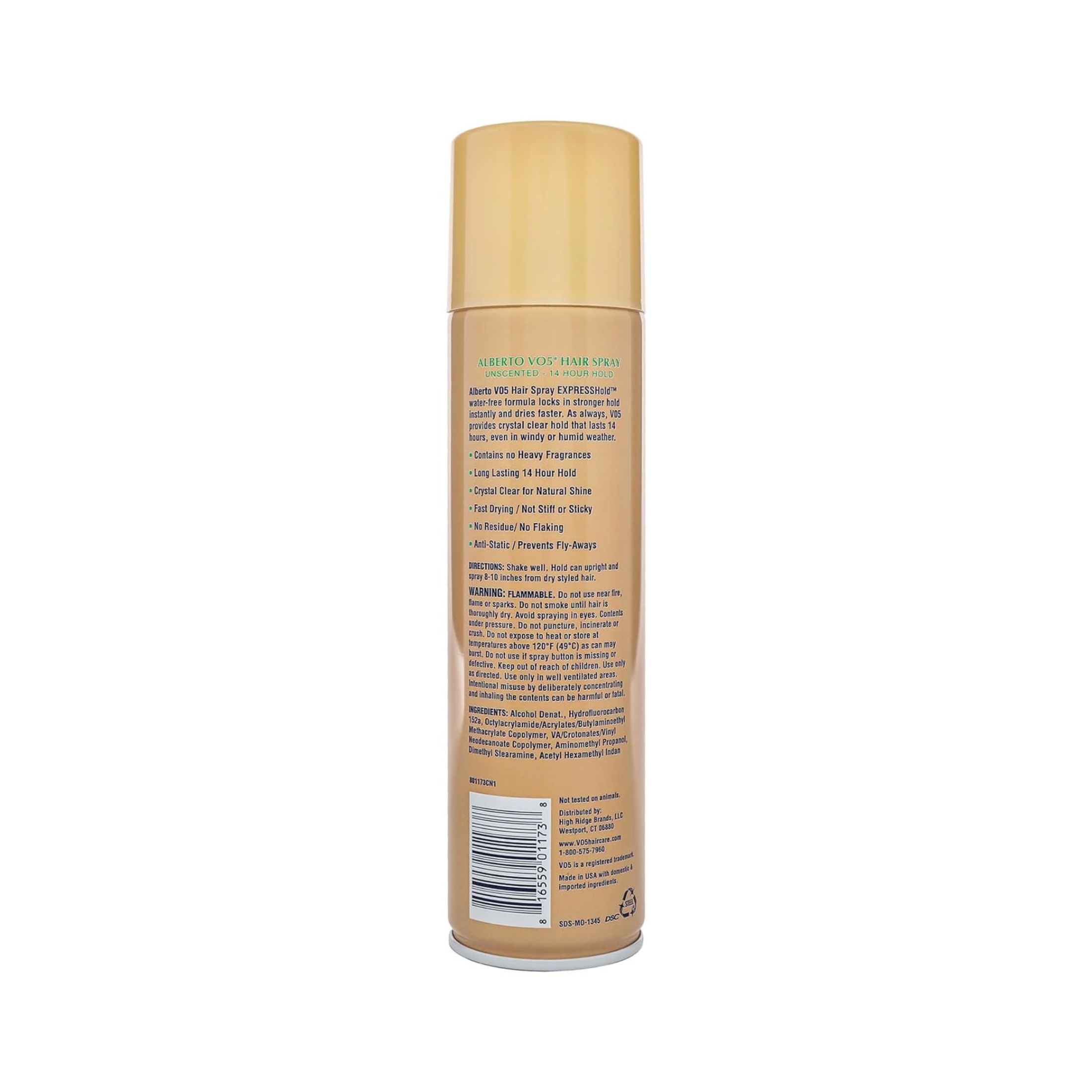 Alberto VO5 V05 Hair Spray Unscented Crystal Clear 14 Hour Hold