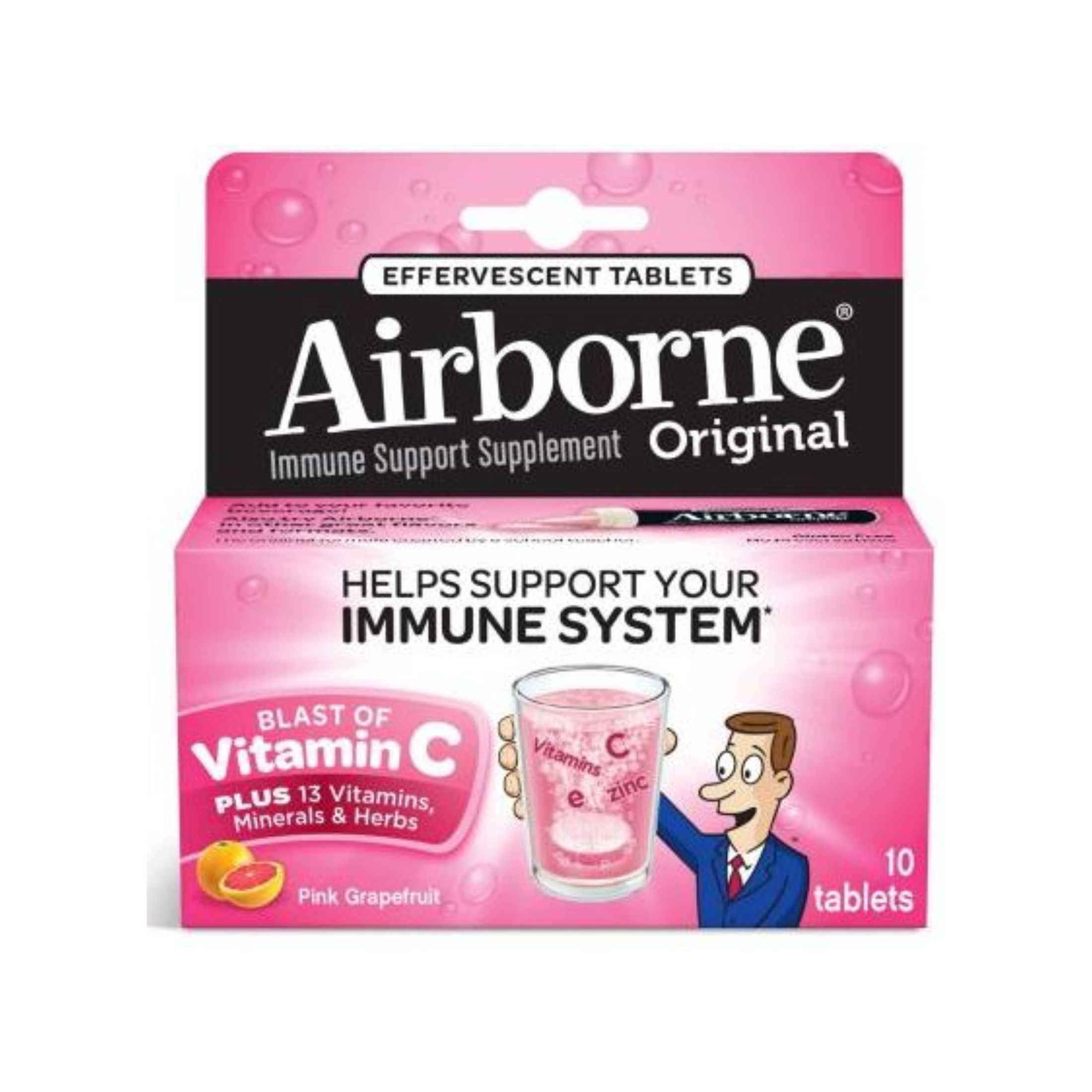 Airborne Immune Support Supplement, Original, Effervescent Tablets, Pink Grapefruit