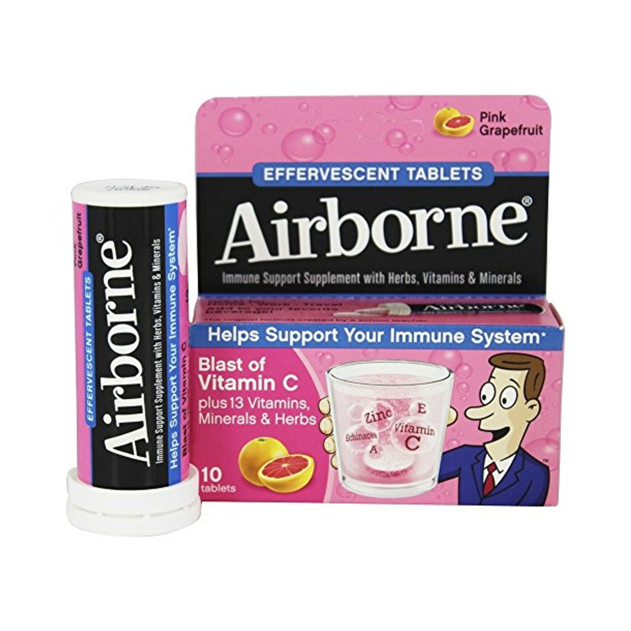 Airborne Immune Support Supplement, Original, Effervescent Tablets, Pink Grapefruit