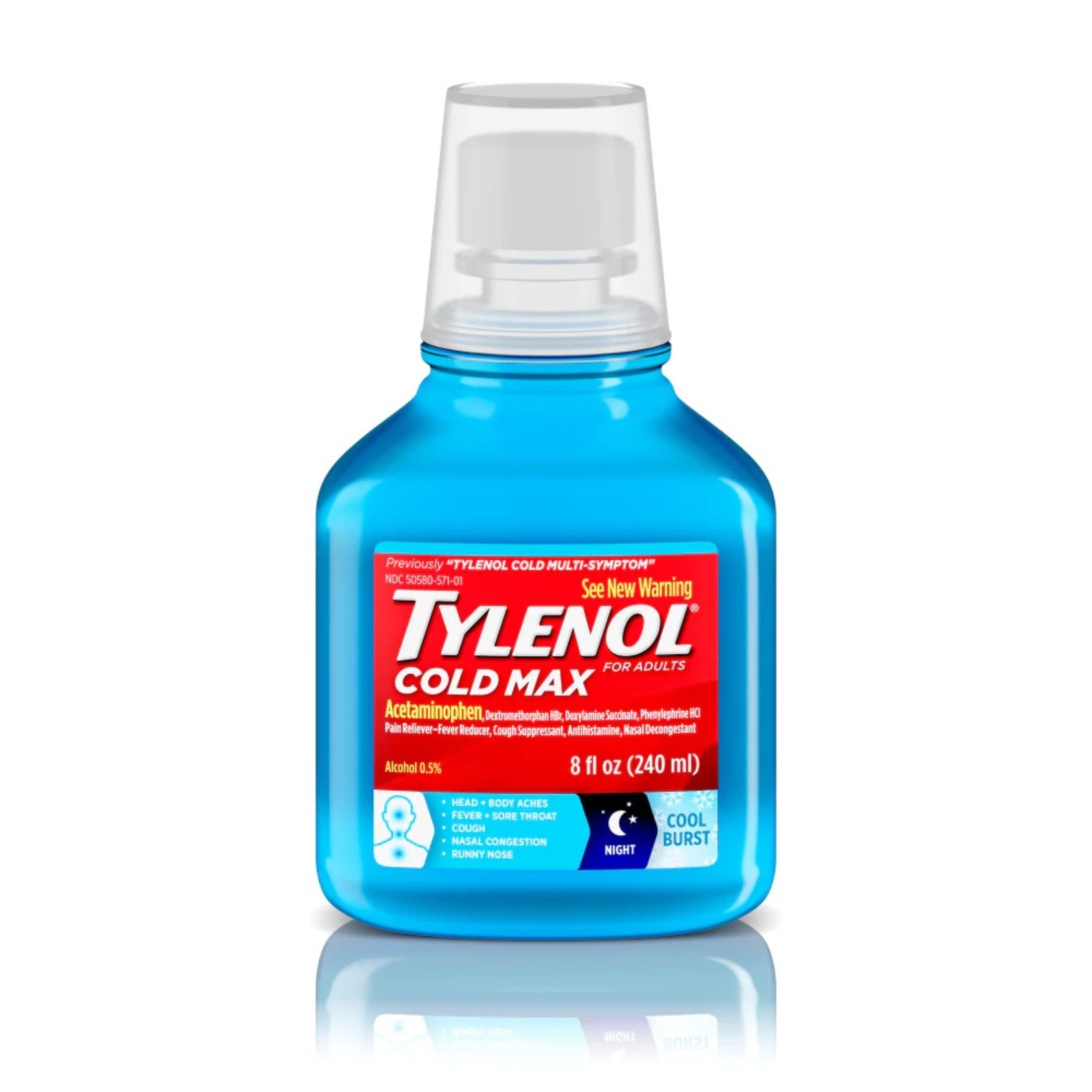 Tylenol Cold Max Night Cool Burst Liquid 8.00 Fl Oz
