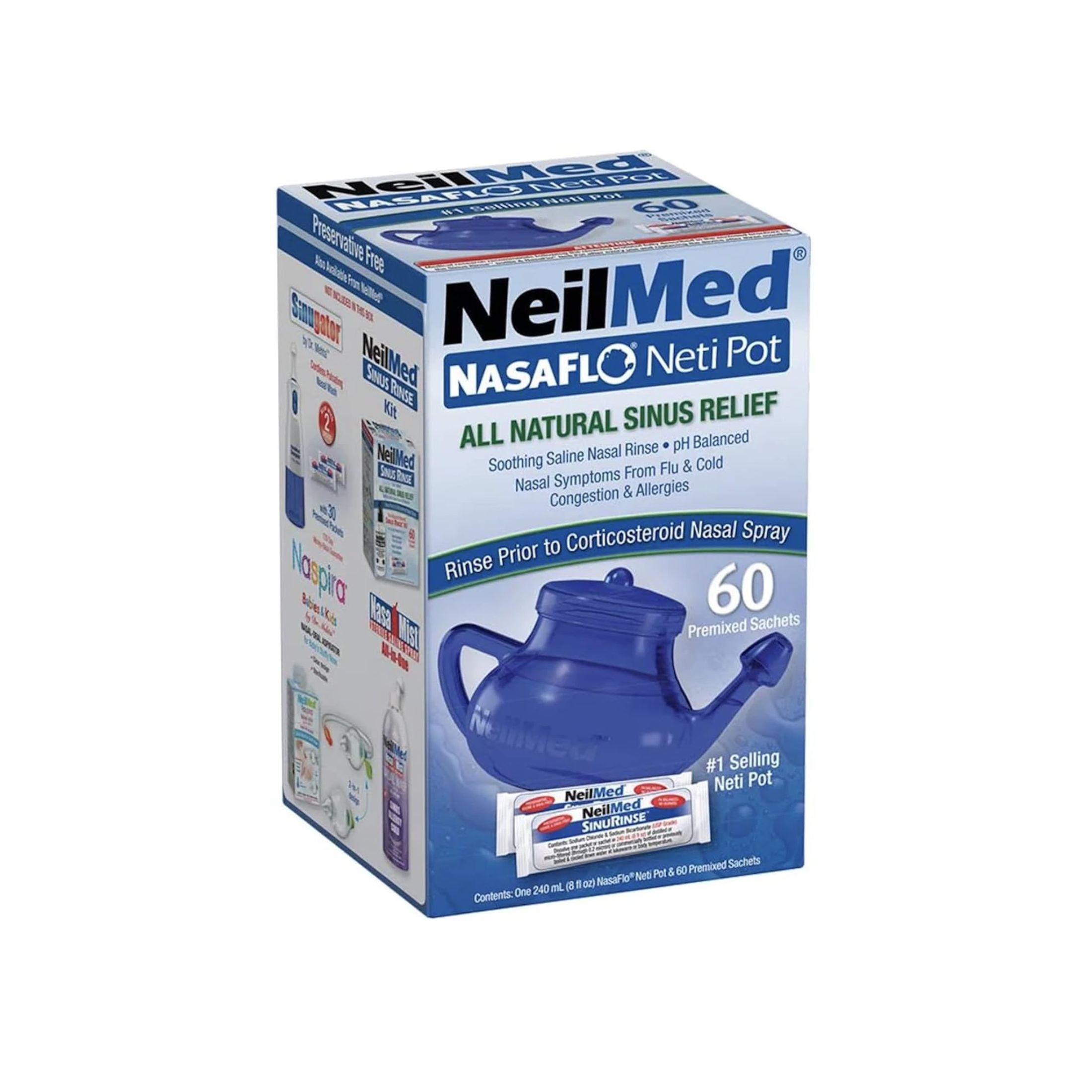 NeilMed Nasaflo Neti Pot Nasal Wash System With Refill Packets