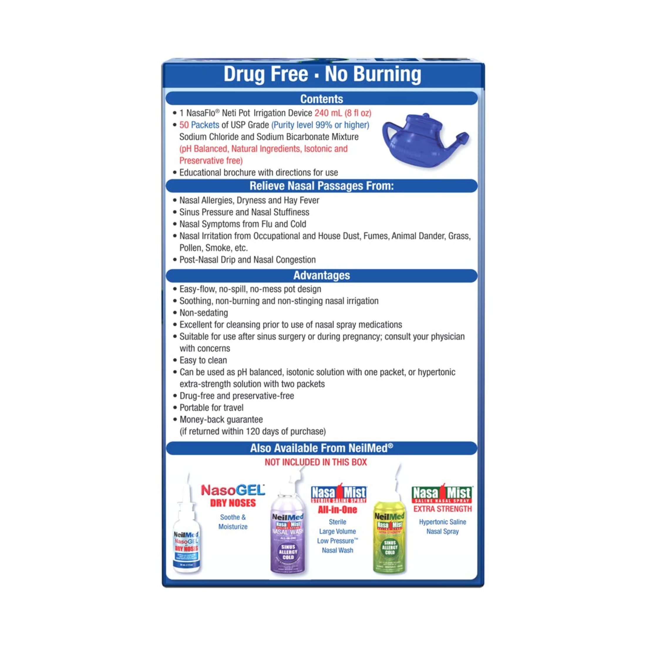 NeilMed Nasaflo Neti Pot Nasal Wash System With Refill Packets