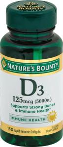 Nature's Bounty D3 Softgels 125mcg