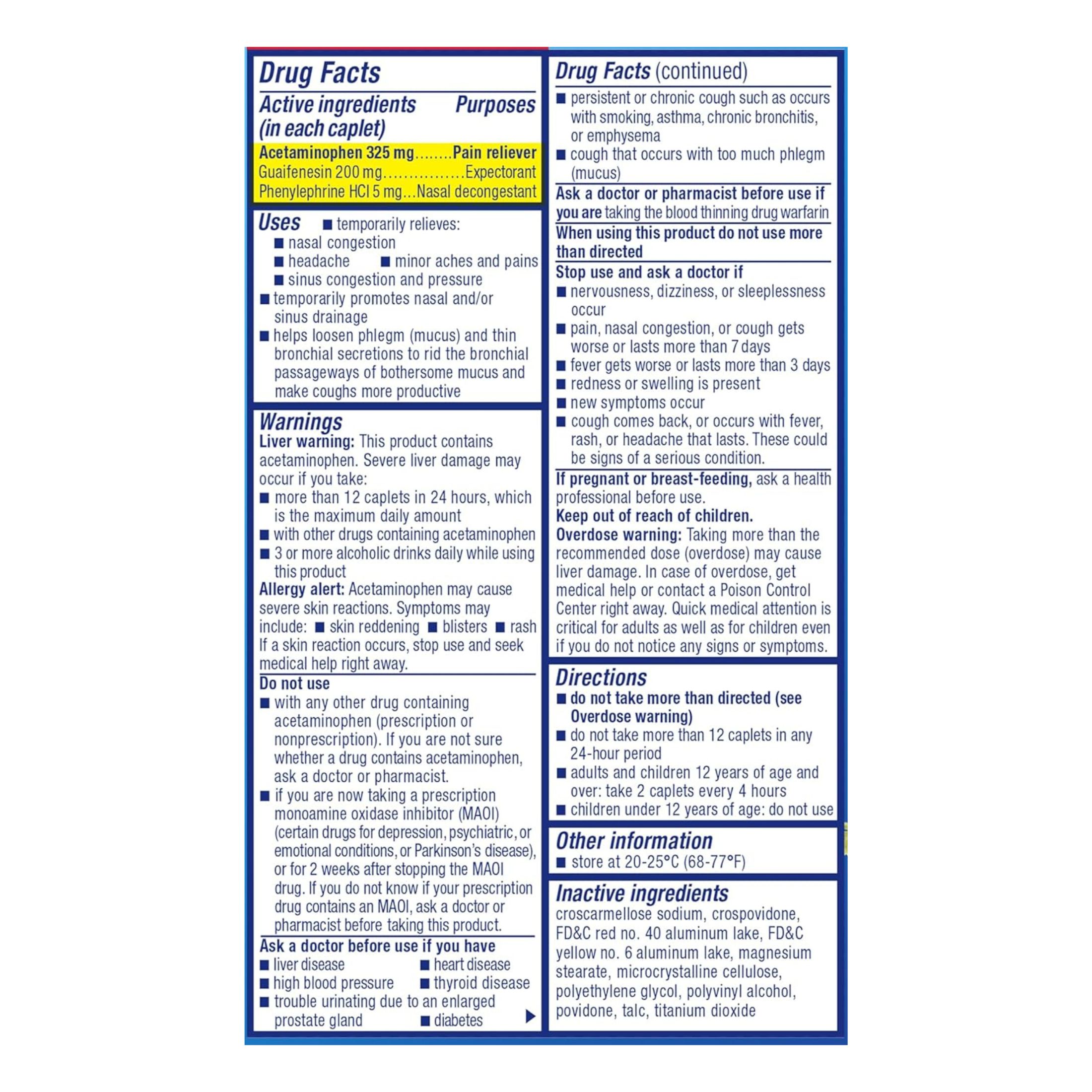 Mucinex Maximum Strength Sinus-max Severe Congestion & Pain, Sinus Symptom Relief, Pain Reliever, Expectorant And Nasal Decongestant, 20 Caplets
